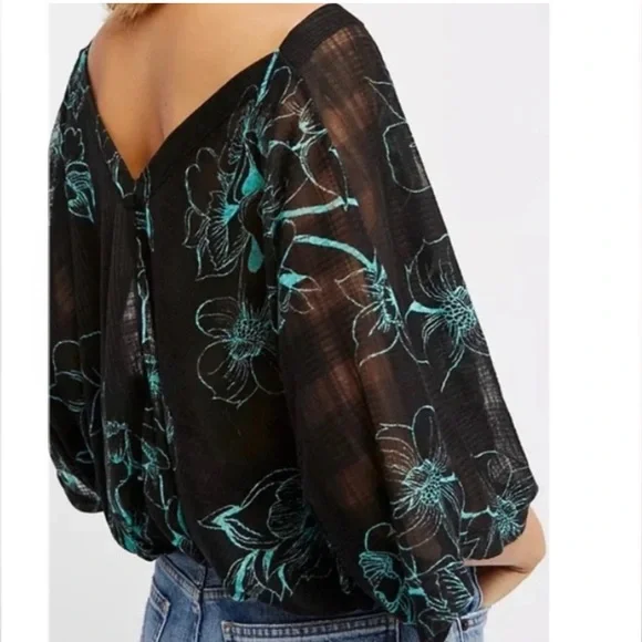 Free People One Dance Floral Top Black Size XS - Picture 2 of 12